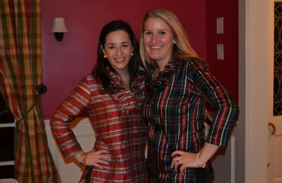 Erin Simon and a friend celebrate in the Stewart and Placid ruffle tunics!